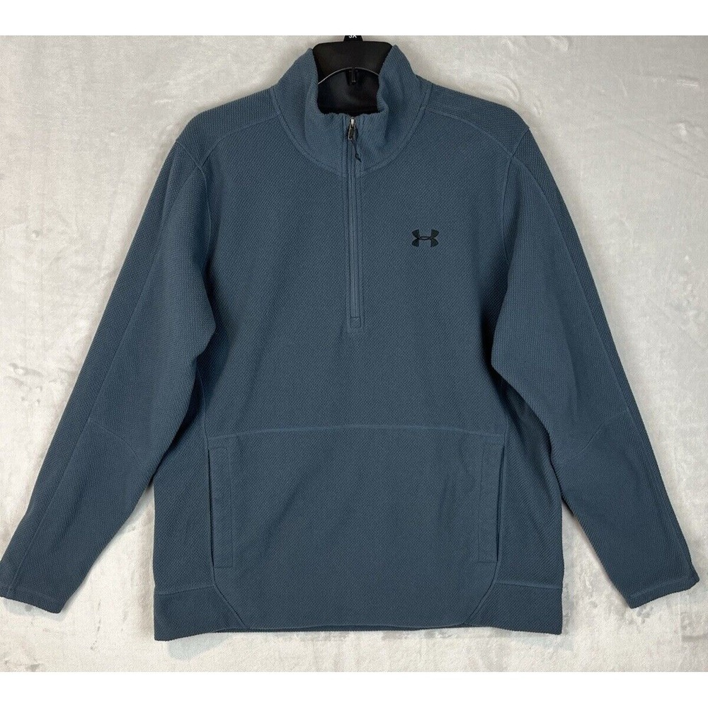 Under Armour Pullover Men 2XL Gray 1/4 Zip OffGrid Fleece Coldgear 1328166 Good